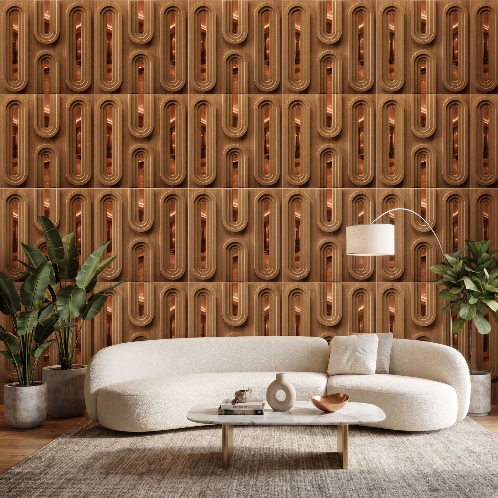 Metallic Wood Copper Acrylic Loops Design 3D Wall Panel-2