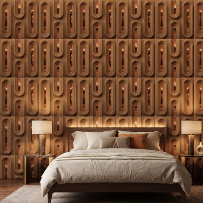 Metallic Wood Copper Acrylic Loops Design 3D Wall Panel-3