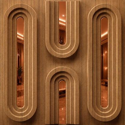 Metallic Wood Copper Acrylic Loops Design 3D Wall Panel