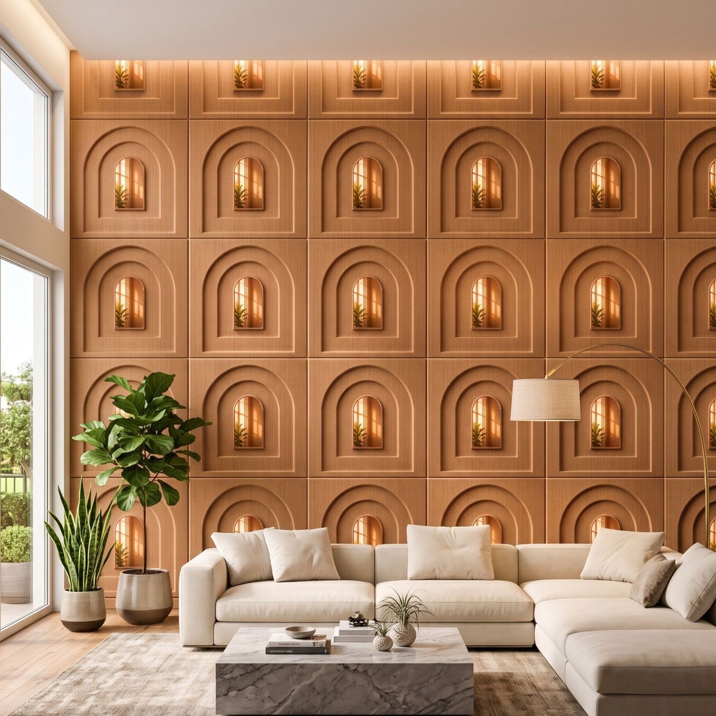 Metallic Wood Copper Archi Design Acrylic 3D Wall Panel-1