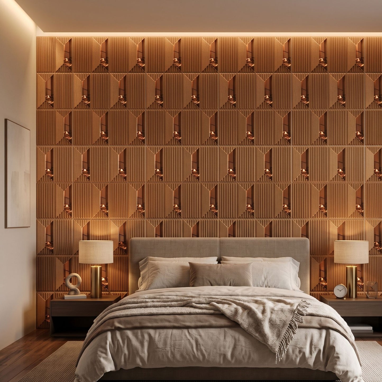 Metallic Wood Copper Artisan Design Acrylic 3D Wall Panel-3