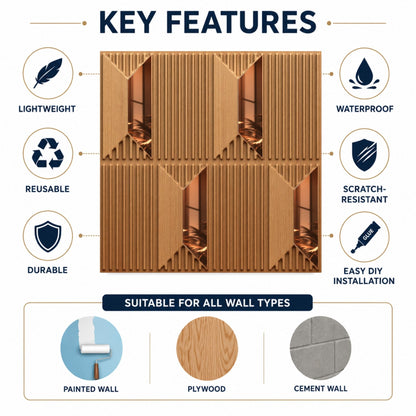 Metallic Wood Copper Artisan Design Acrylic 3D Wall Panel-4