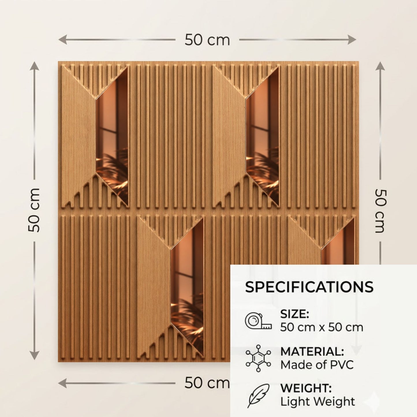 Metallic Wood Copper Artisan Design Acrylic 3D Wall Panel-6