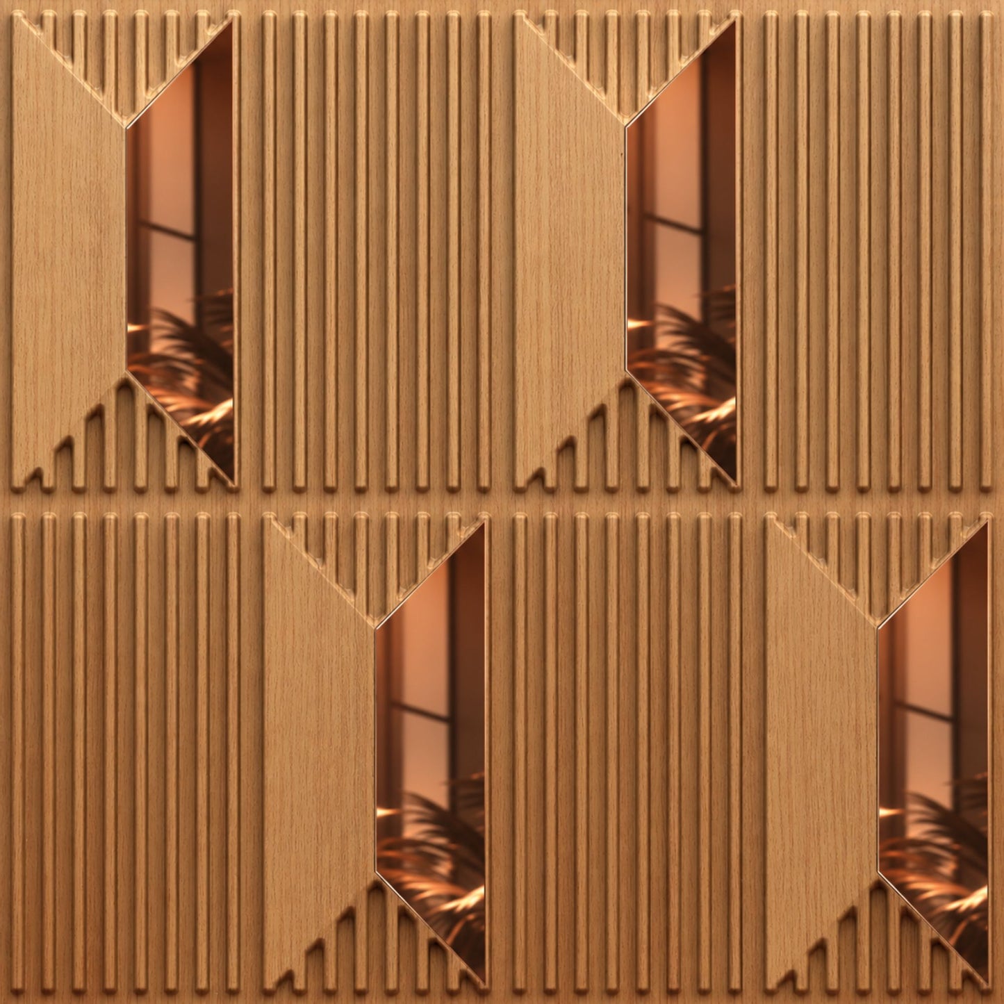 Metallic Wood Copper Artisan Design Acrylic 3D Wall Panel