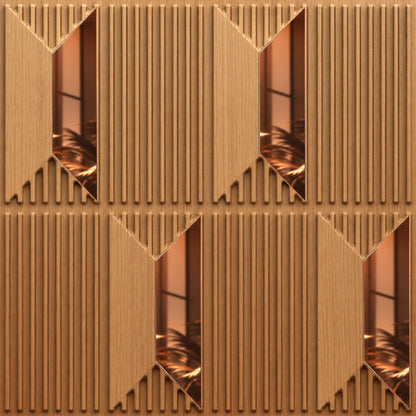 Metallic Wood Copper Artisan Design Acrylic 3D Wall Panel