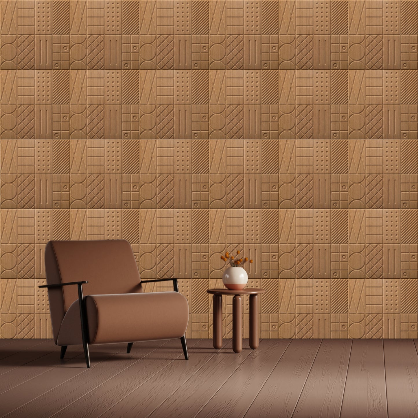 Metallic Wood Self Adhesive Panels Square Design