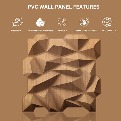 Metallic Wood Diamond Design 3D Wall Panel View-2