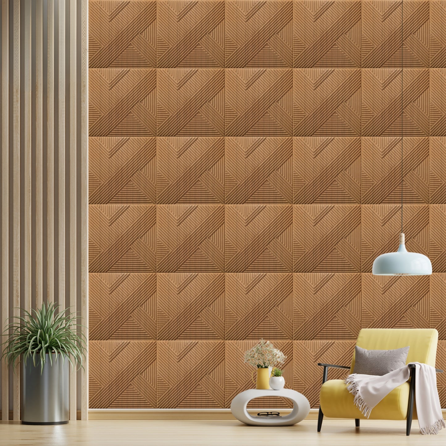 Metallic Wood Self Adhesive Panels Line Abstract Design