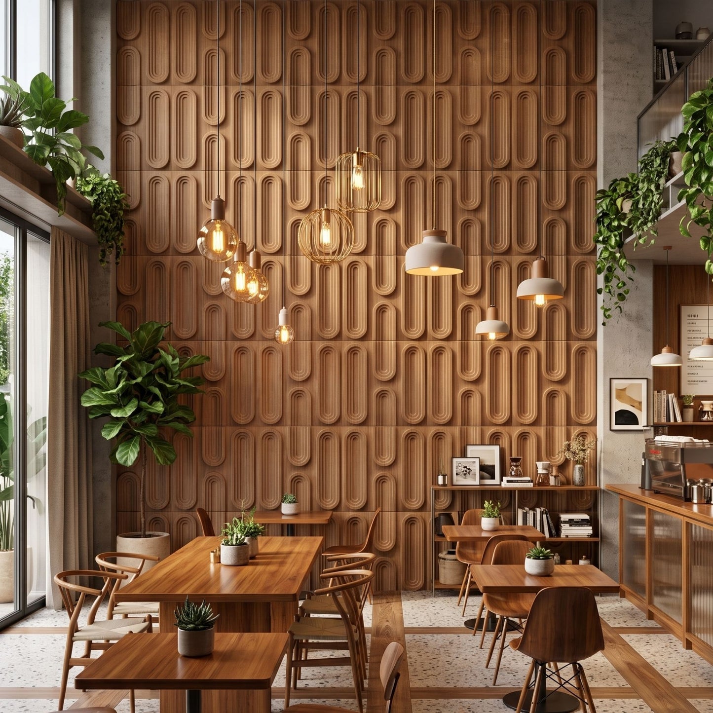 Metallic Wood Loops Design 3D Wall Panel-1