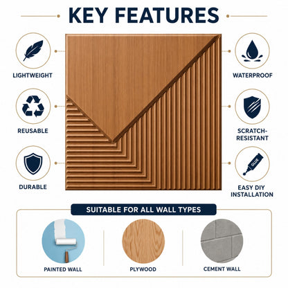 Metallic Wood Plaina Design 3D Wall Panel-2
