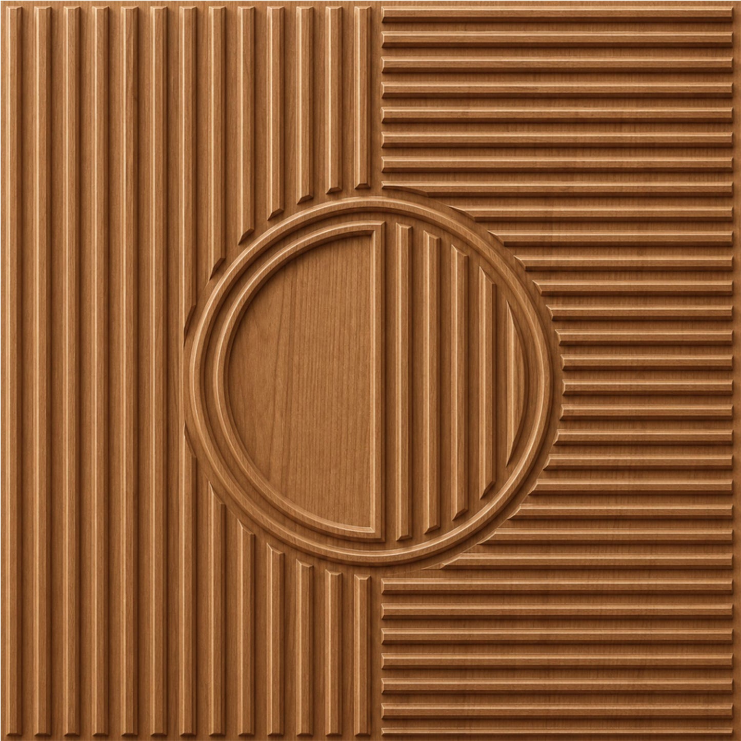 Metallic Wood Self Adhesive PVC wall Panels Fluted Circle Design
