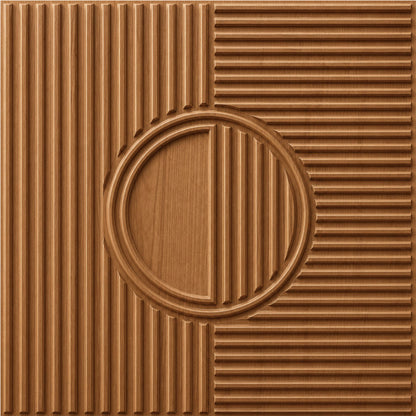 Metallic Wood Self Adhesive PVC wall Panels Fluted Circle Design
