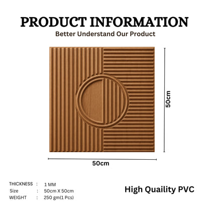 Metallic Wood Self Adhesive PVC wall Panels Fluted Circle Design
