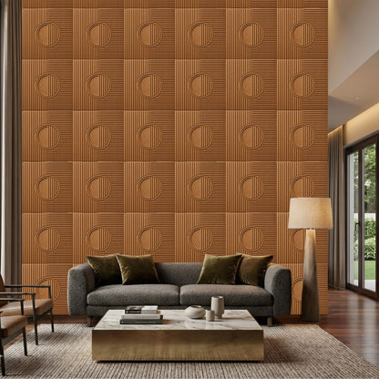 Metallic Wood Self Adhesive PVC wall Panels Fluted Circle Design
