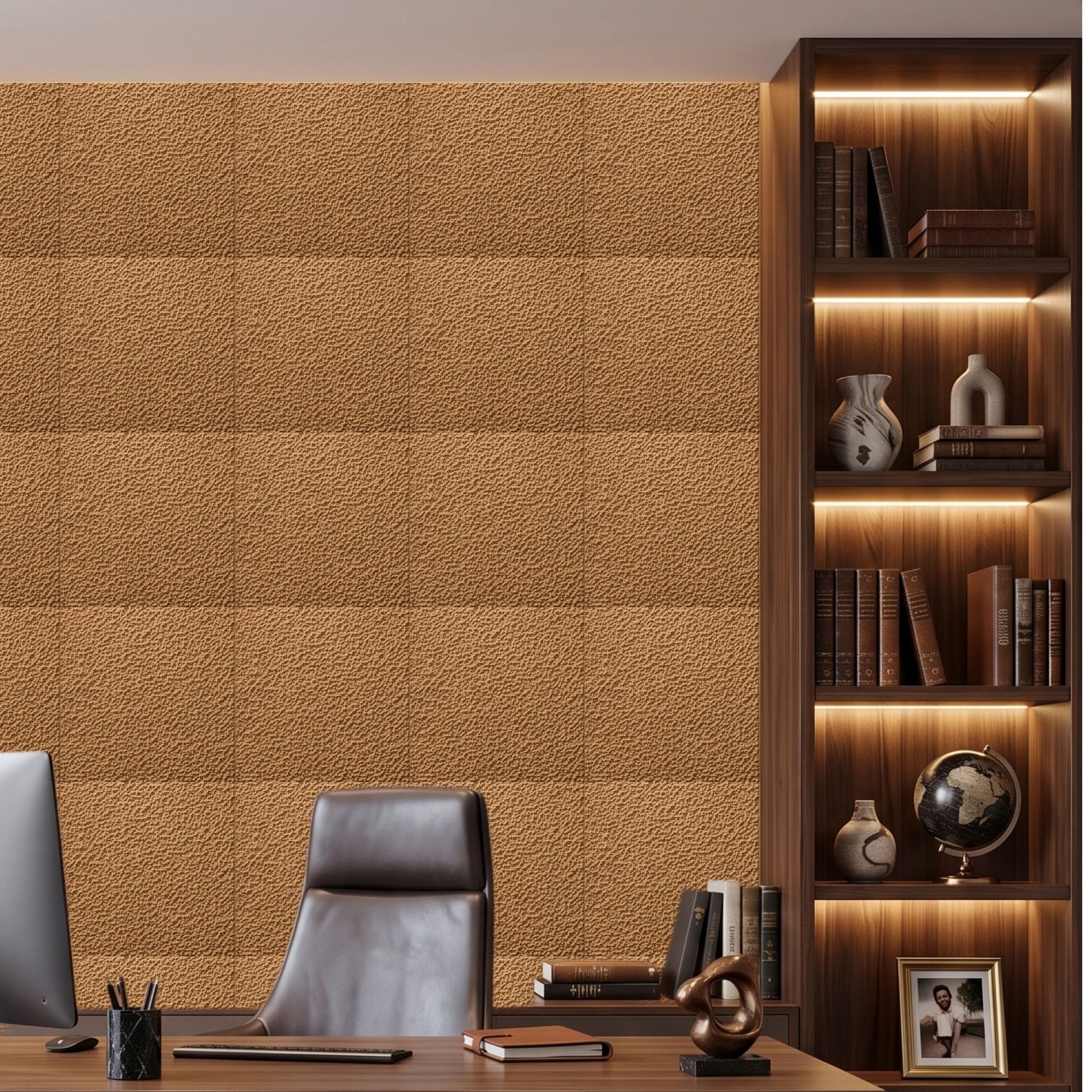 Metallic Wood Self Adhesive PVC wall Panels Textured Design
