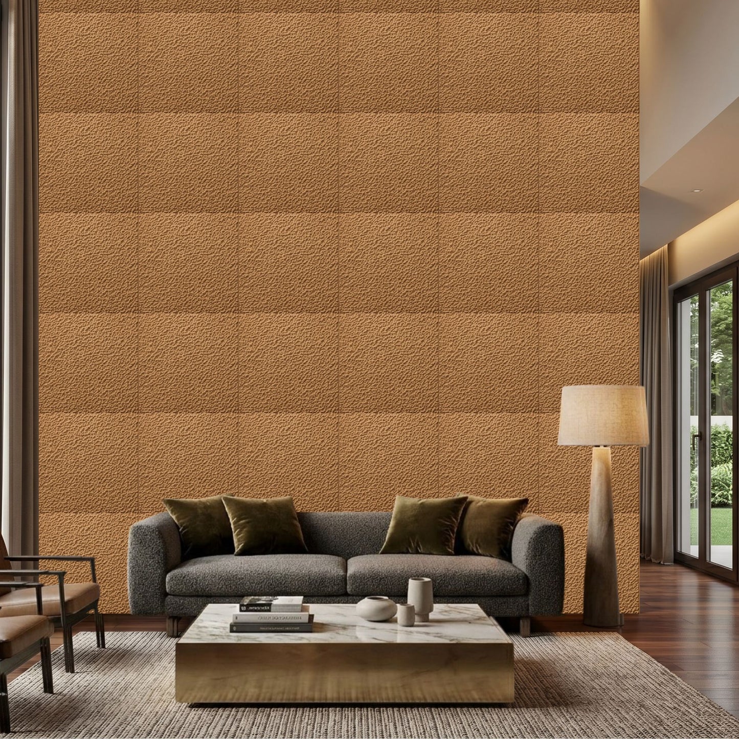 Metallic Wood Self Adhesive PVC wall Panels Textured Design
