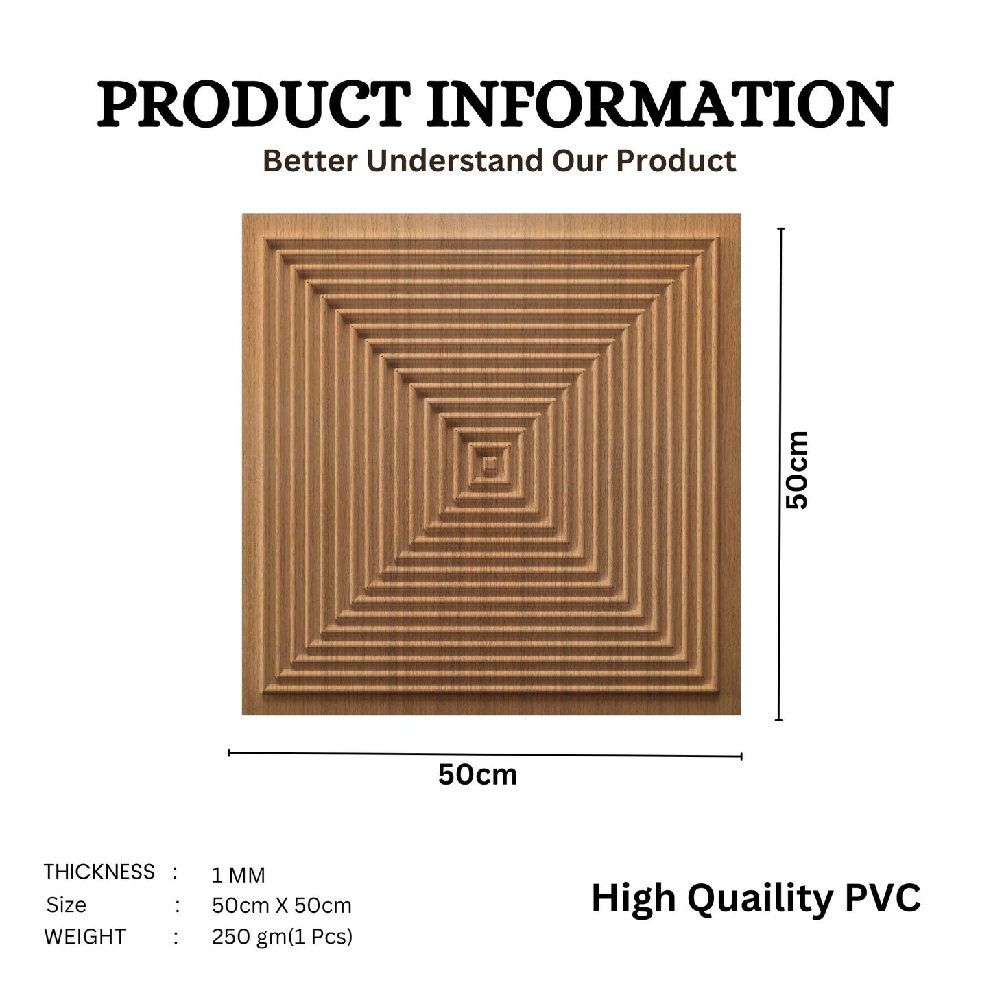 Metallic Wood Self Adhesive Panels Square Design TP112