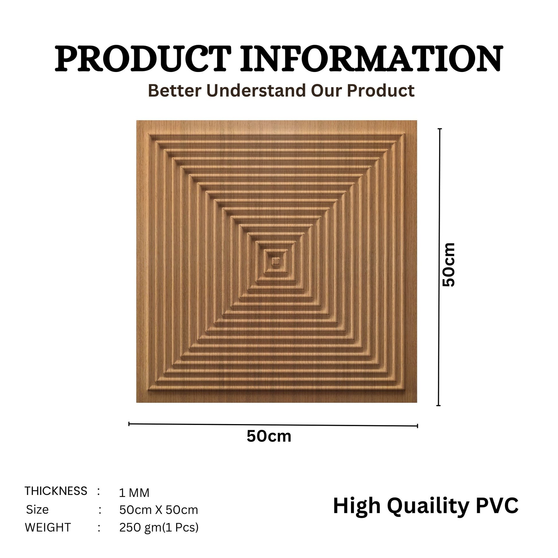 Metallic Wood Self Adhesive Panels Square Design TP112