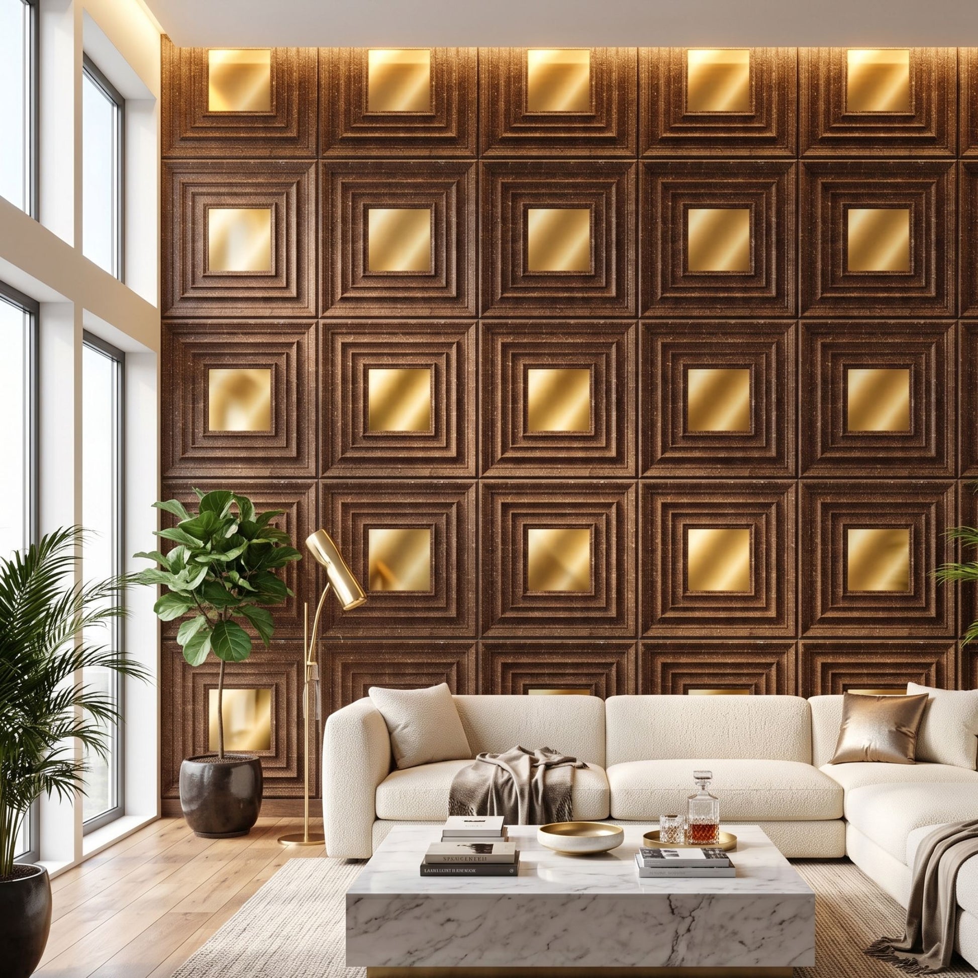 Mettalic Bronze Gold Accent Design Acrylic 3D Wall Panel-3