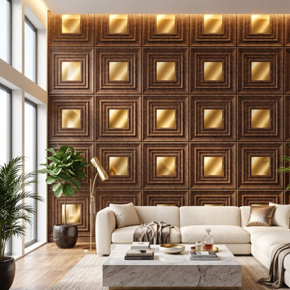 Mettalic Bronze Gold Accent Design Acrylic 3D Wall Panel-3