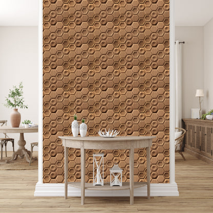 Metallic Wood 3D Wall Panels Hexagon Design-5001