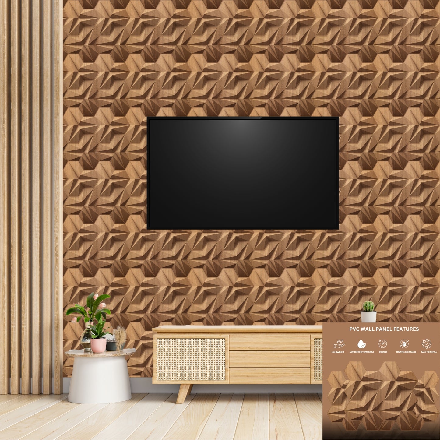 3D Wall Panels - Hexagon Design 43X45 cm