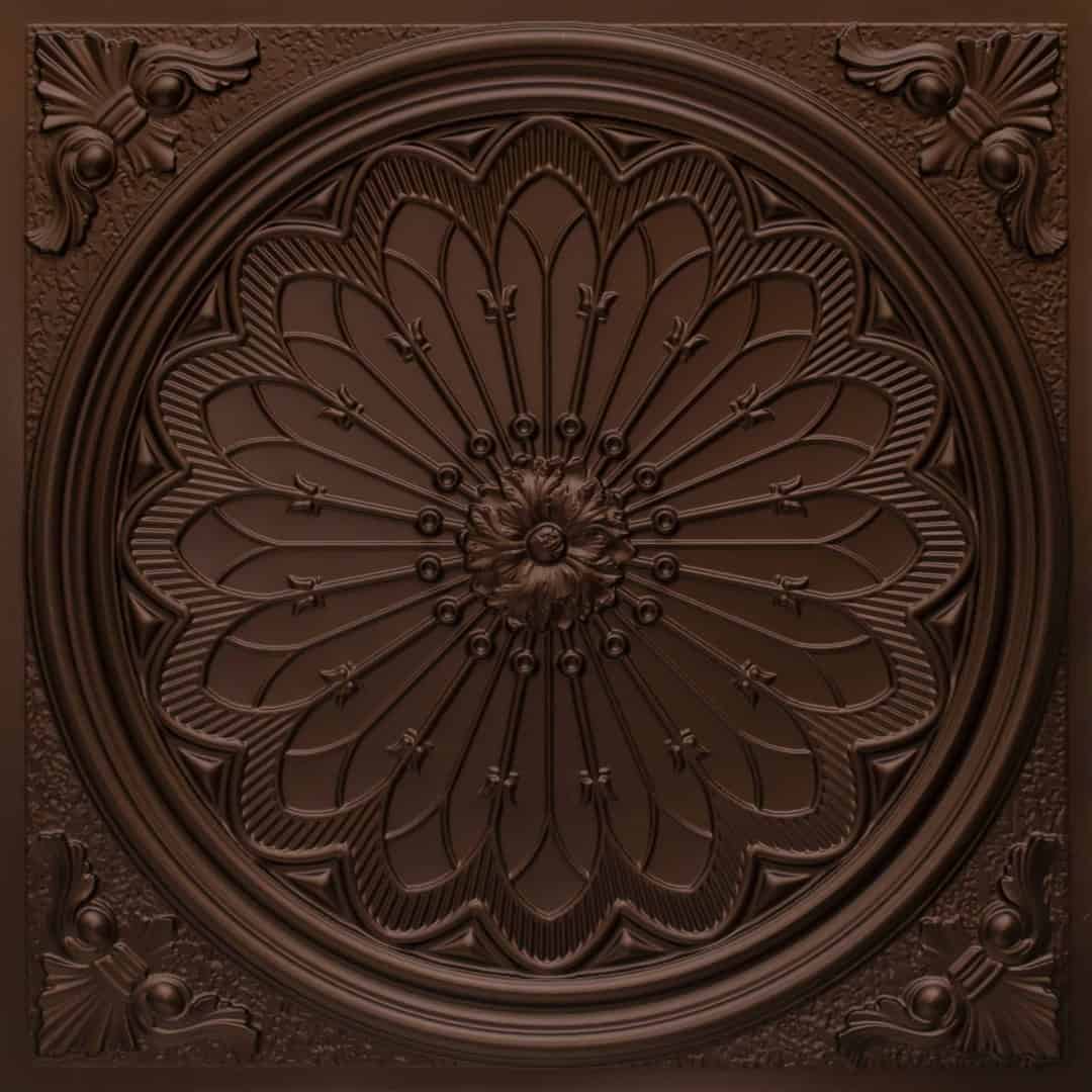 Mocha Color Grand Dahlia Design PVC Ceiling Panel
