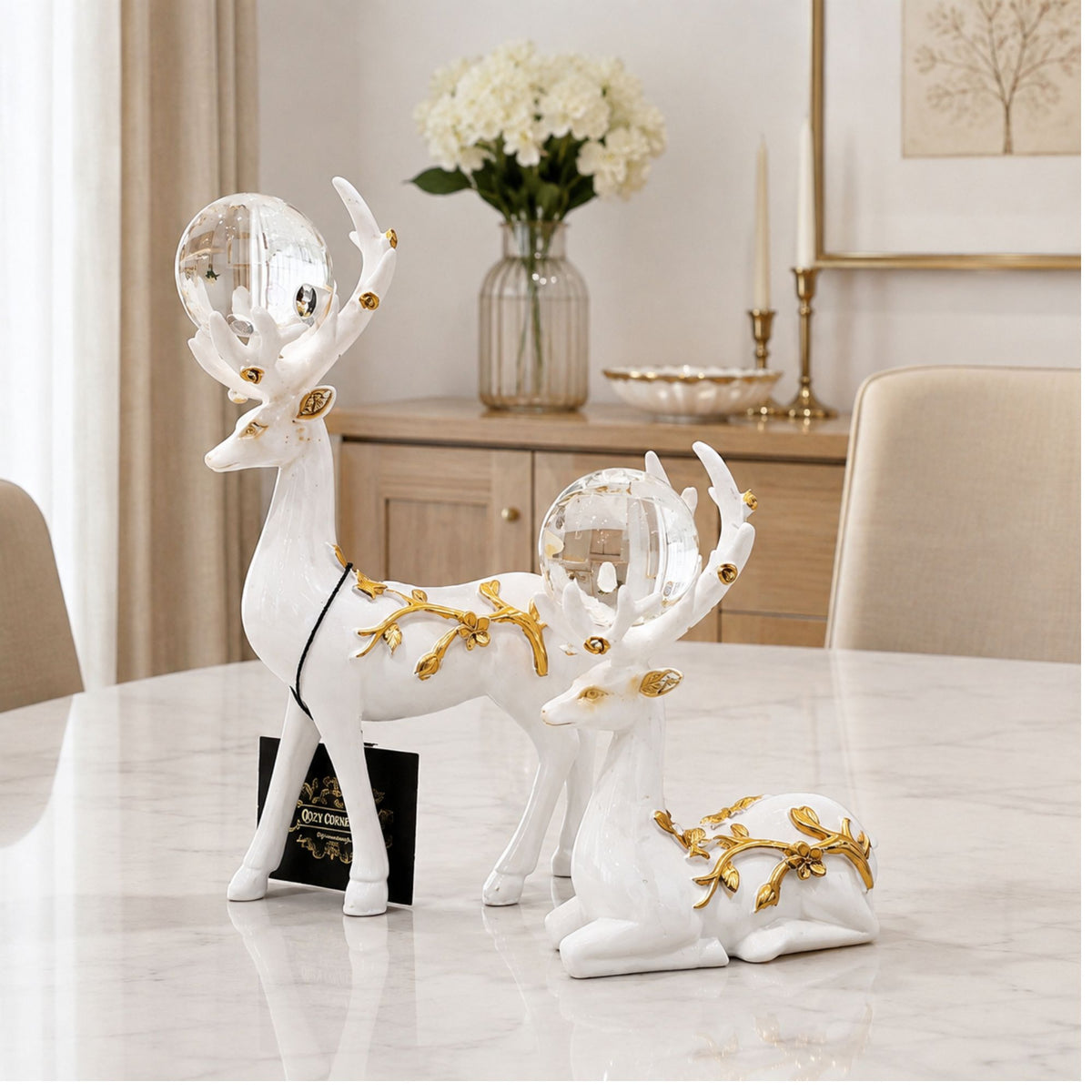 Abstract Modern Art Sculpture Showpiece for Home Decor - White Deer