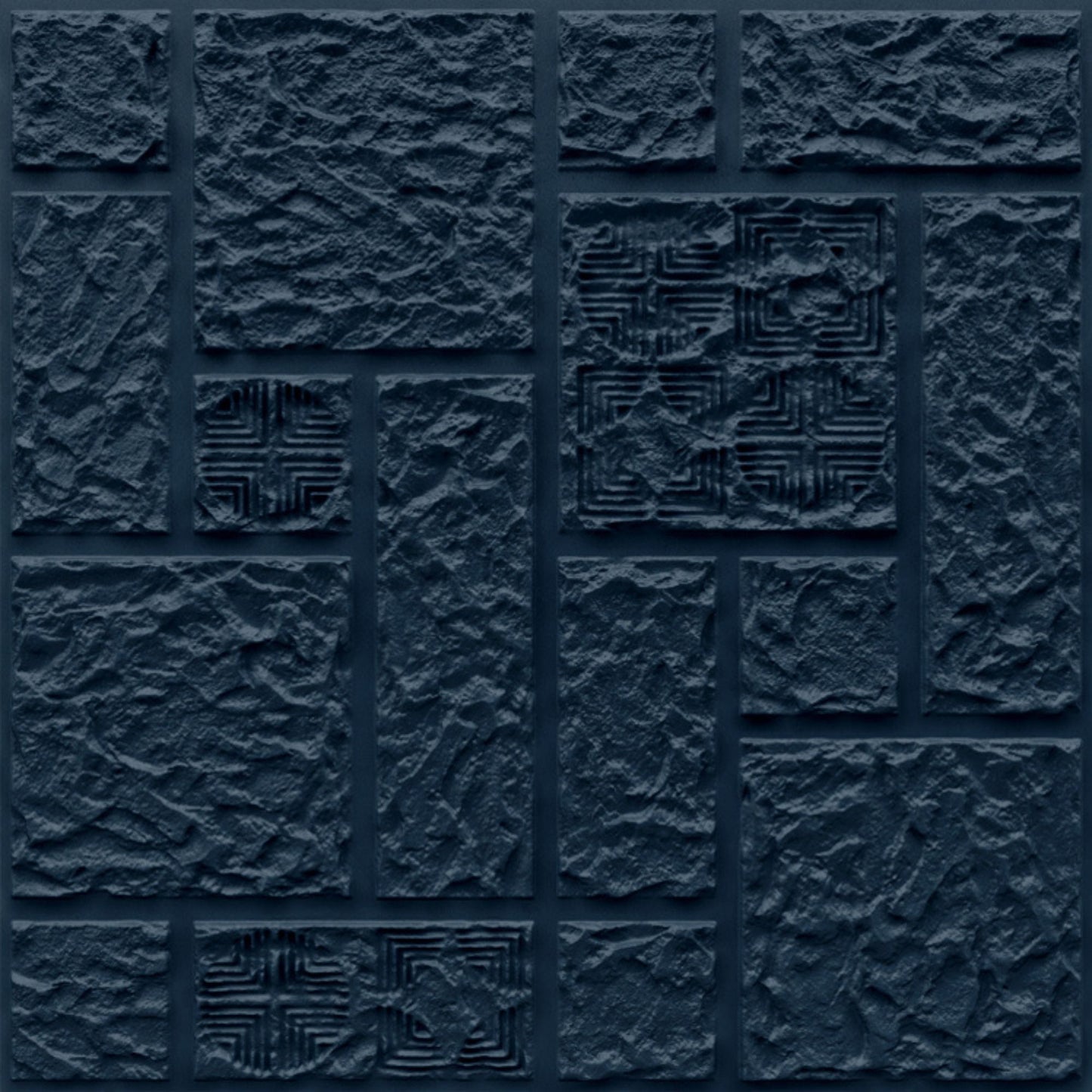 Navy Blue Self Adhesive Wall Panels Abstract Design
