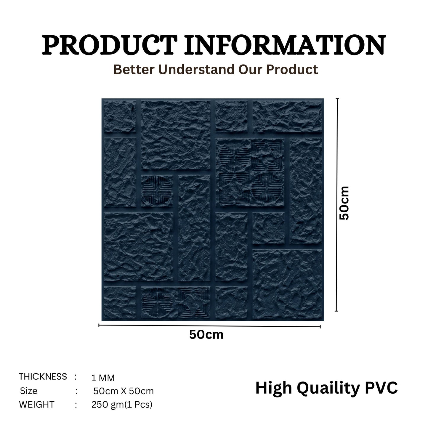 Navy Blue Self Adhesive Wall Panels Abstract Design