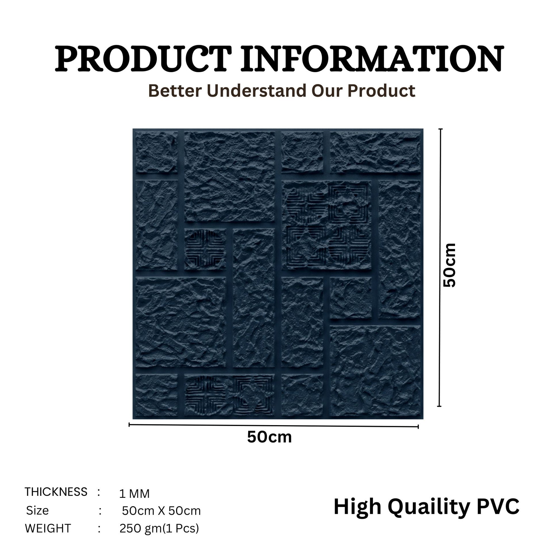 Navy Blue Self Adhesive Wall Panels Abstract Design