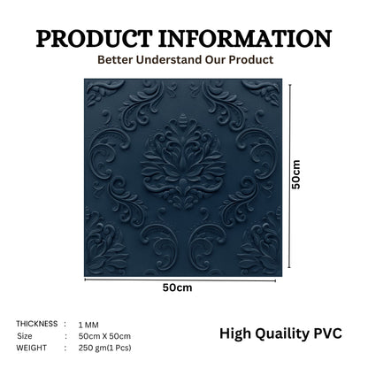 Navy Blue Self Adhesive Panels Damask Design
