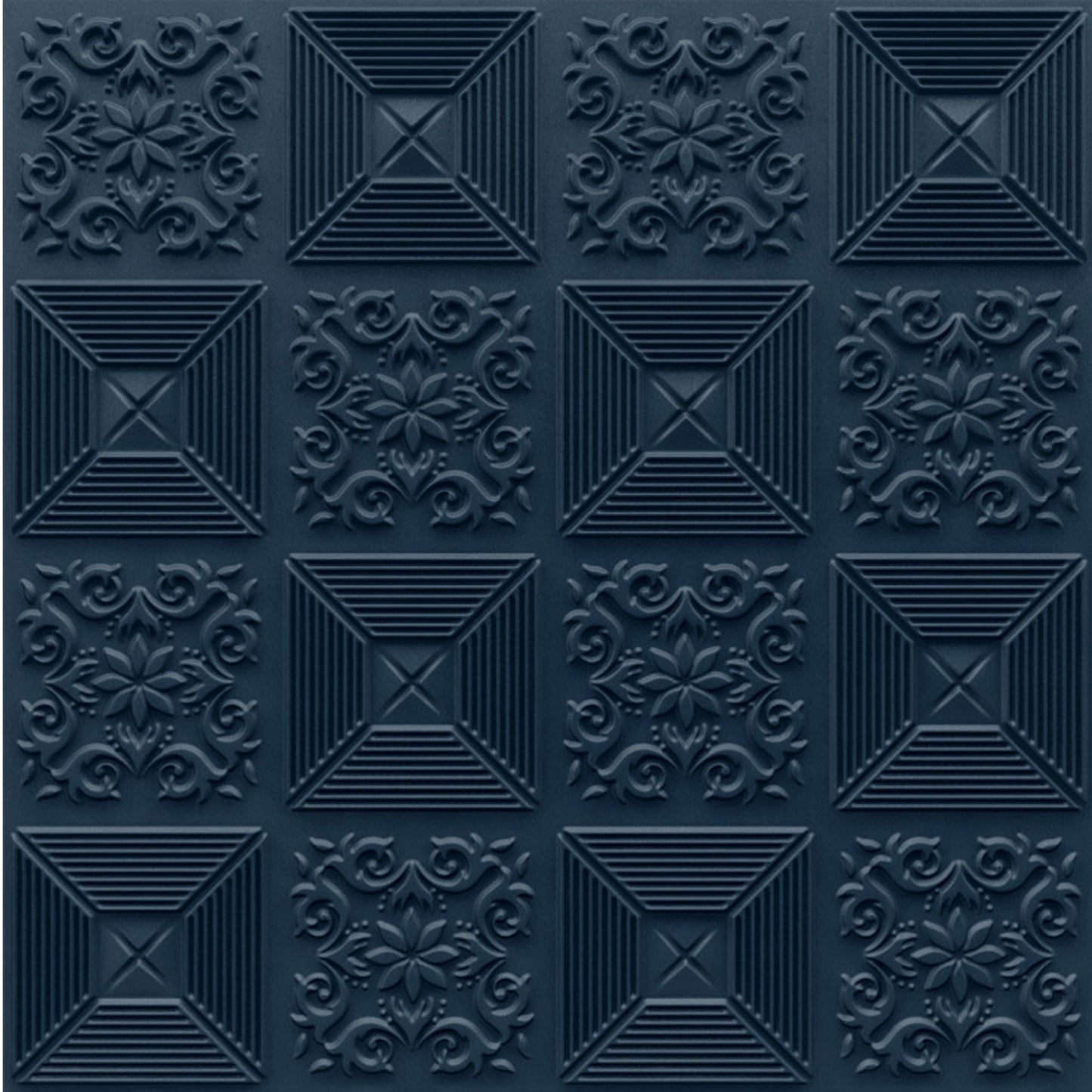 Navy Blue Self Adhesive Wall Panels Flower Design