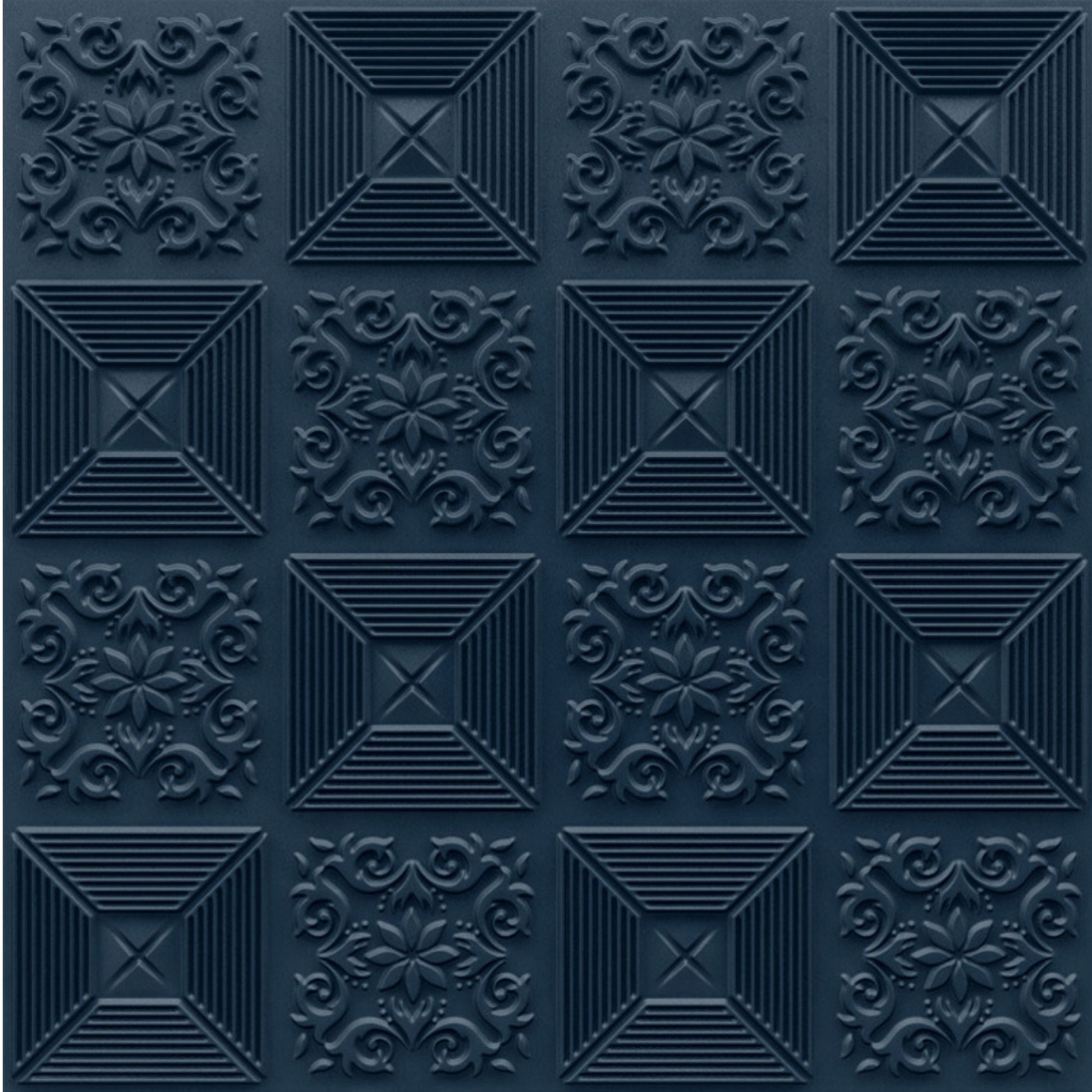 Navy Blue Self Adhesive Wall Panels Flower Design
