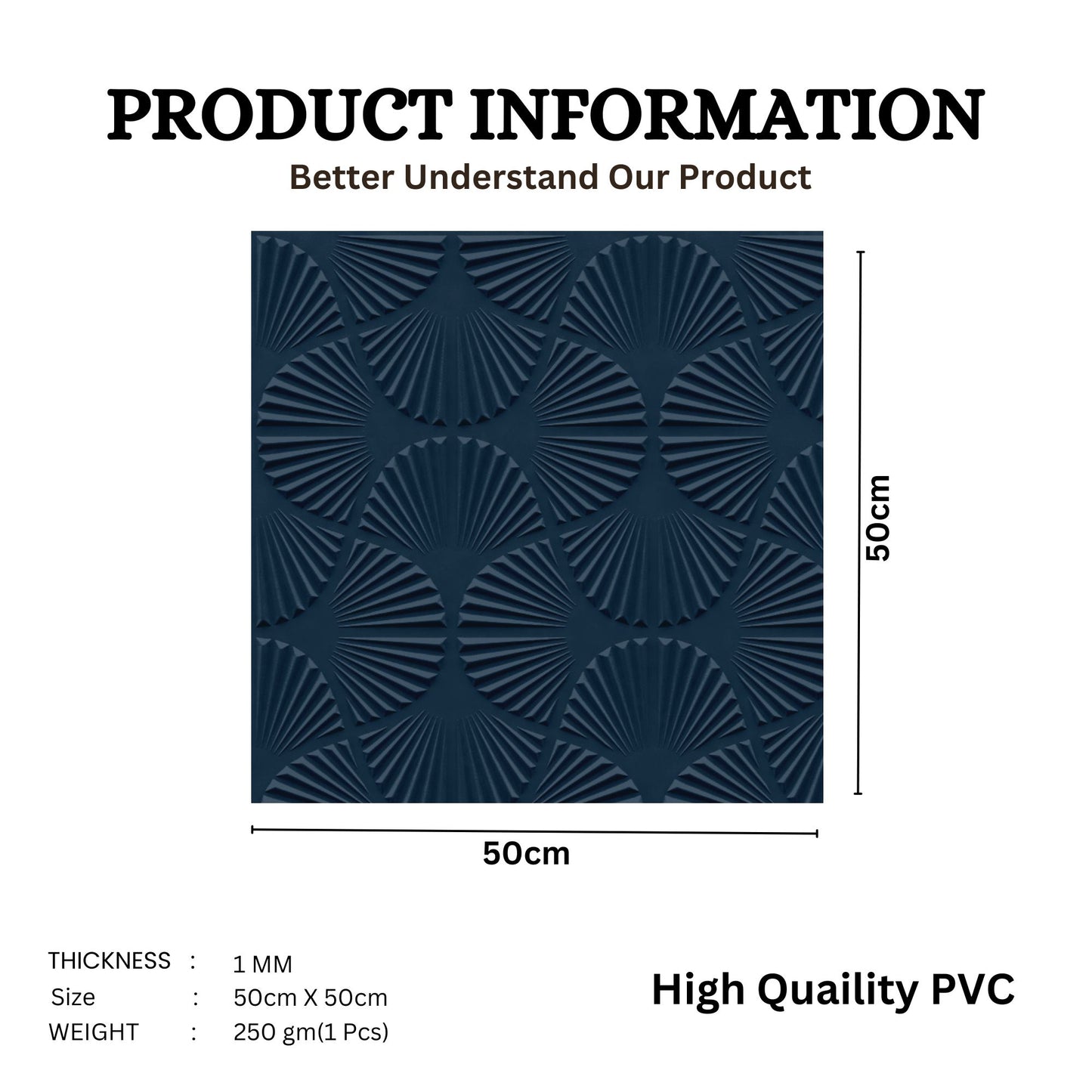 Navy Blue Self Adhesive Panels Hand Fan Design