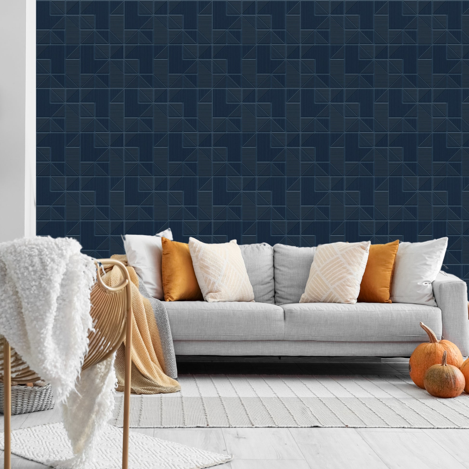 Navy Blue Self Adhesive Panels Stripe Design