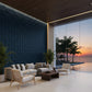 Navy Blue Wood Cubical Design 3D Wall Panel View-2