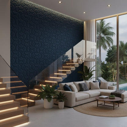 Navy Blue 3D Wall Panels Luna Design