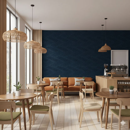 Navy Blue 3D Wall Panels Swirl Design