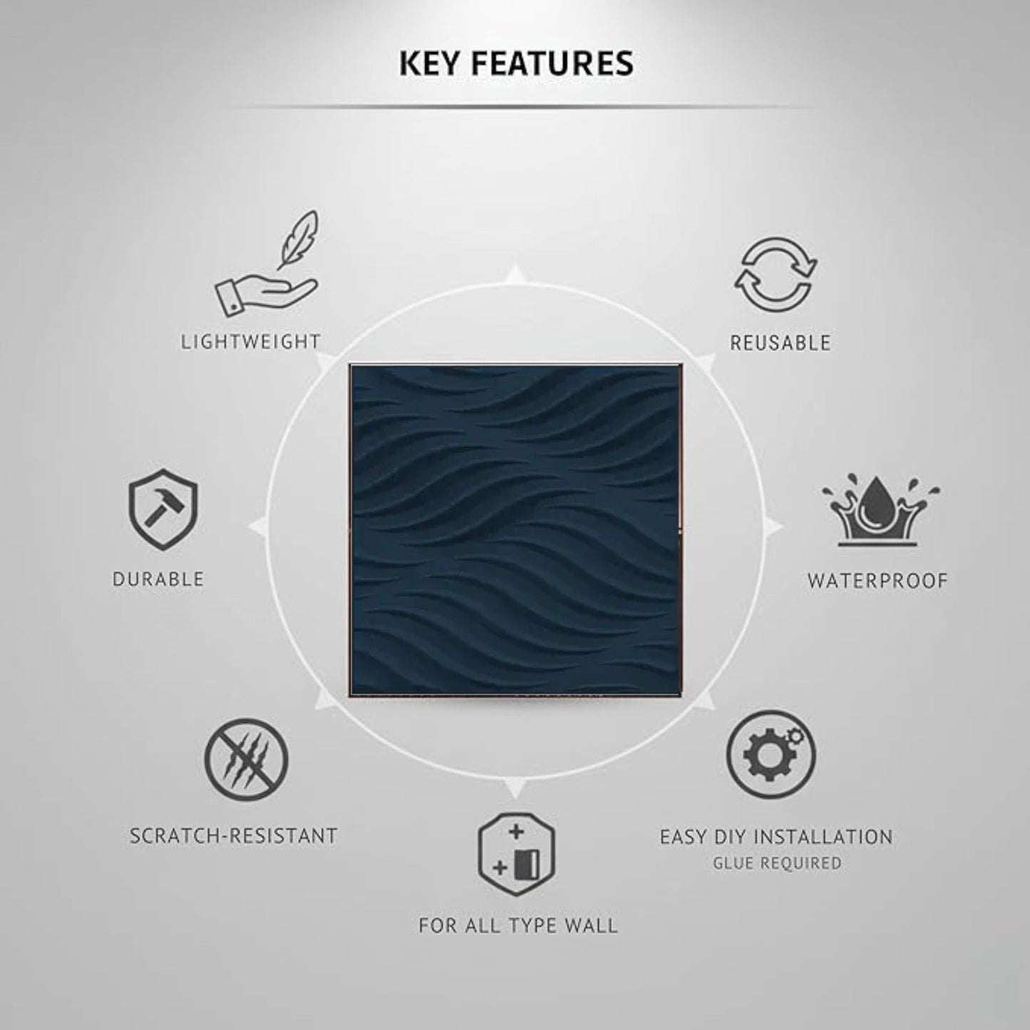 Navy Blue 3D Wall Panels Swirl Design