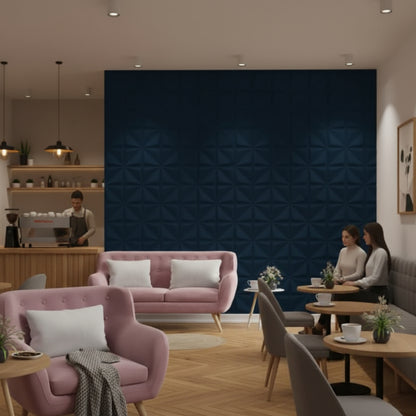 Navy Blue Bloom Design 3D Wall Panel View-2