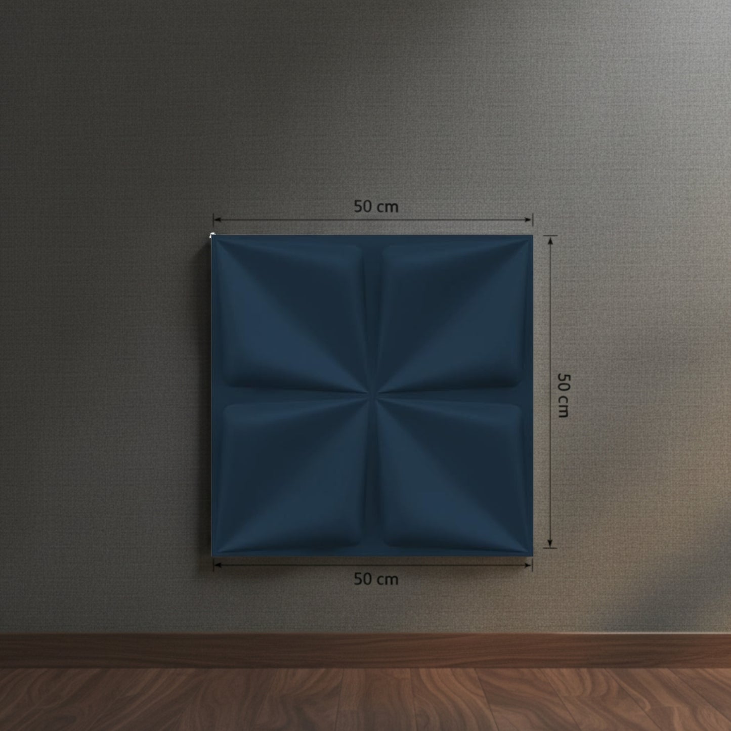 Navy Blue Bloom Design 3D Wall Panel View-3