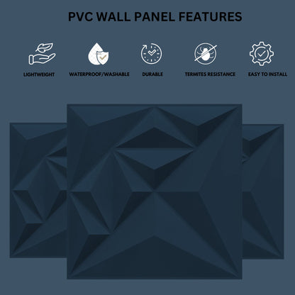 Navy Blue Diamond Design 3D Wall Panel-3