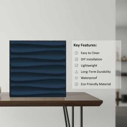Navy Blue 3D Wall Panels Dune Design