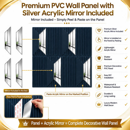 Navy Blue Silver Artisan Design Acrylic 3D Wall Panel-5