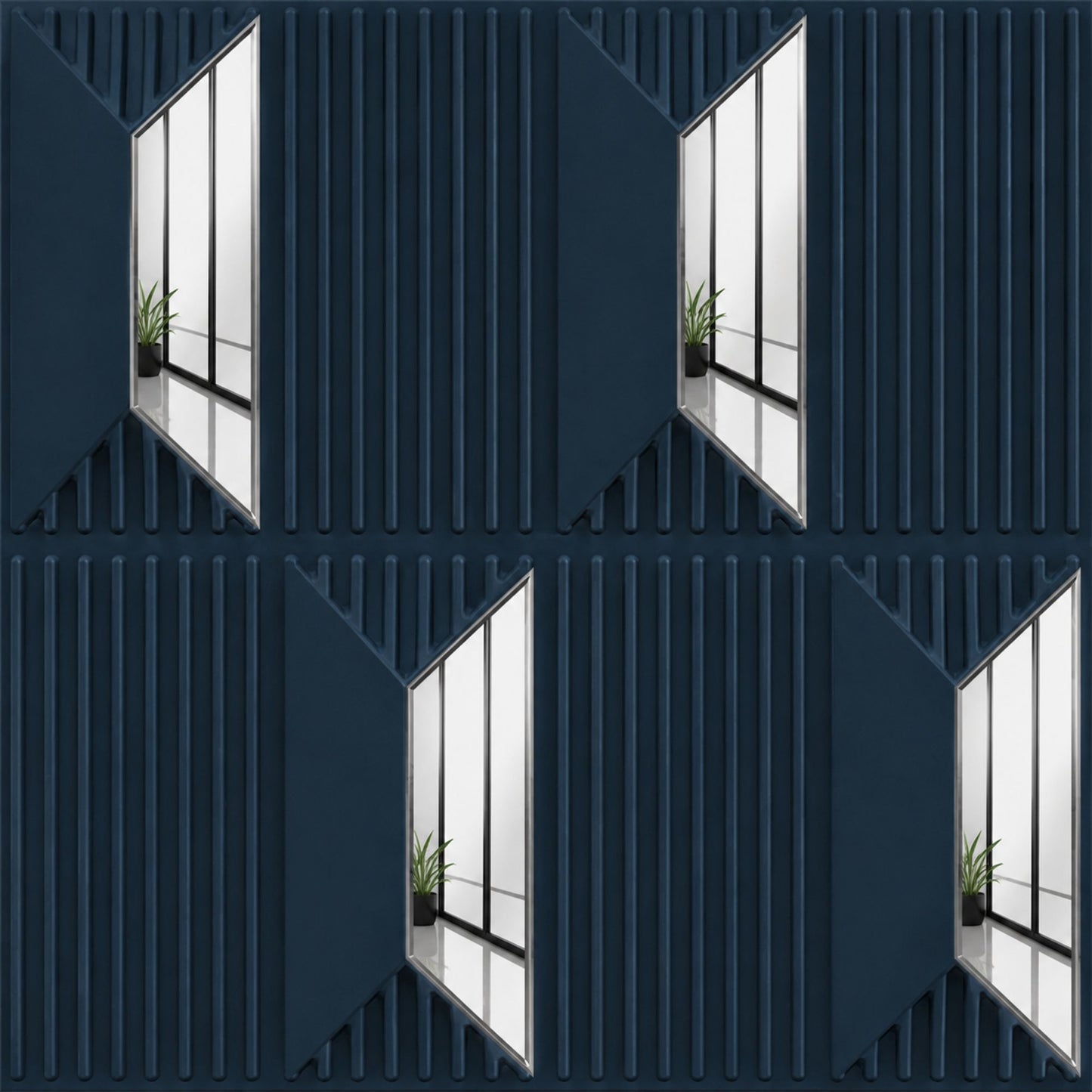 Navy Blue Silver Artisan Design Acrylic 3D Wall Panel