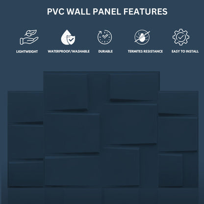 Navy Blue Stream Design 3D Wall Panel-3