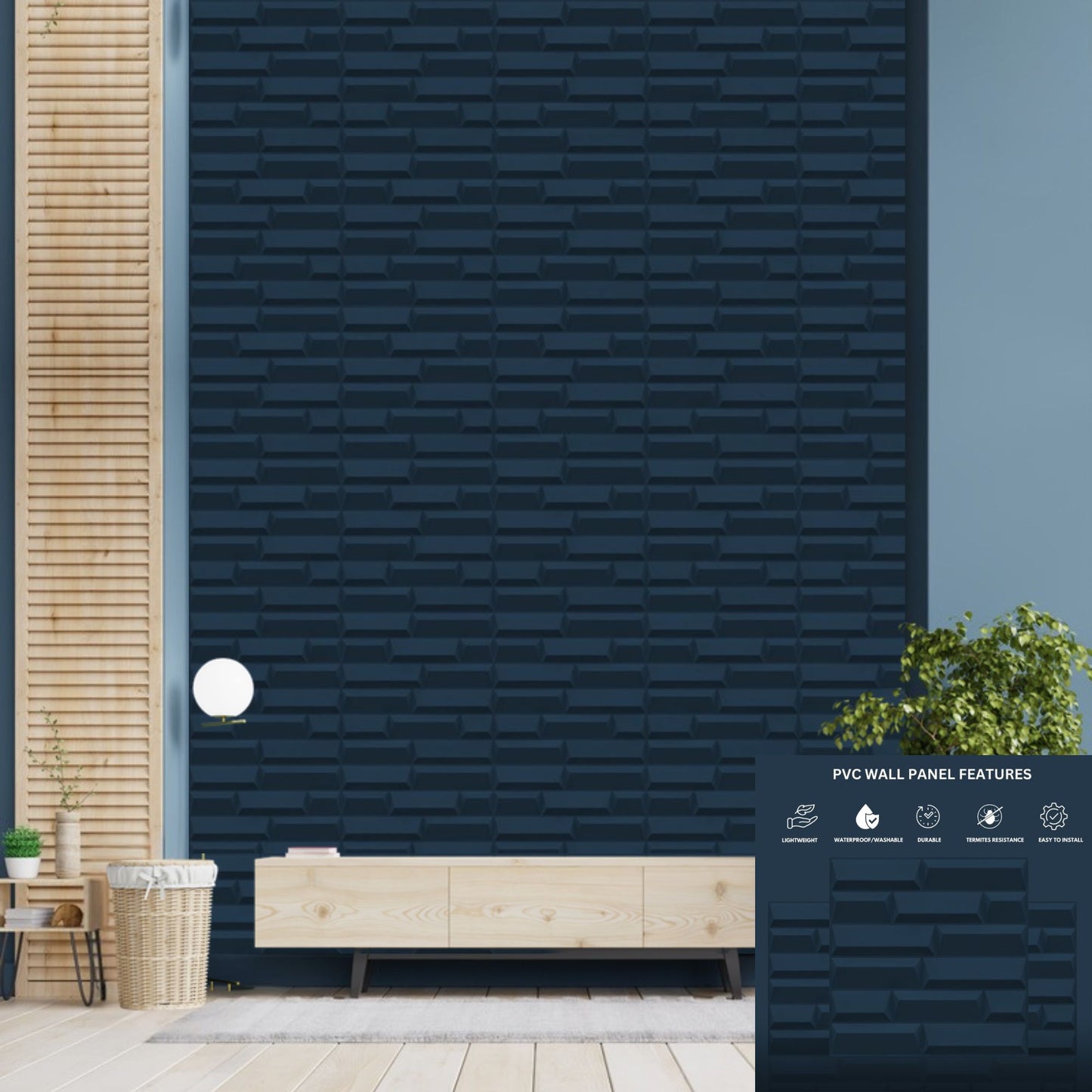 Navy Blue 3D Wall Panels Vault Design-3