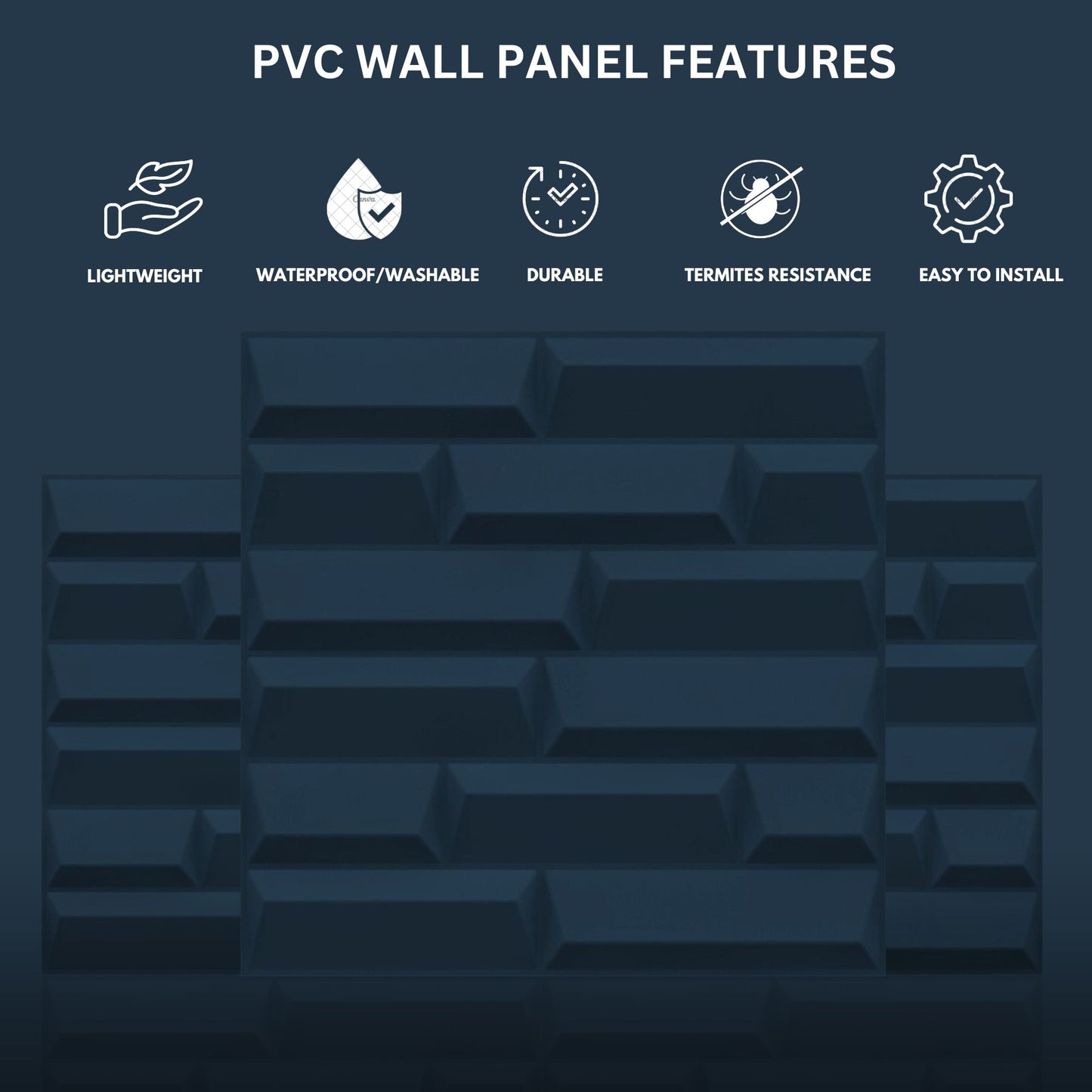 Navy Blue 3D Wall Panels Vault Design-4