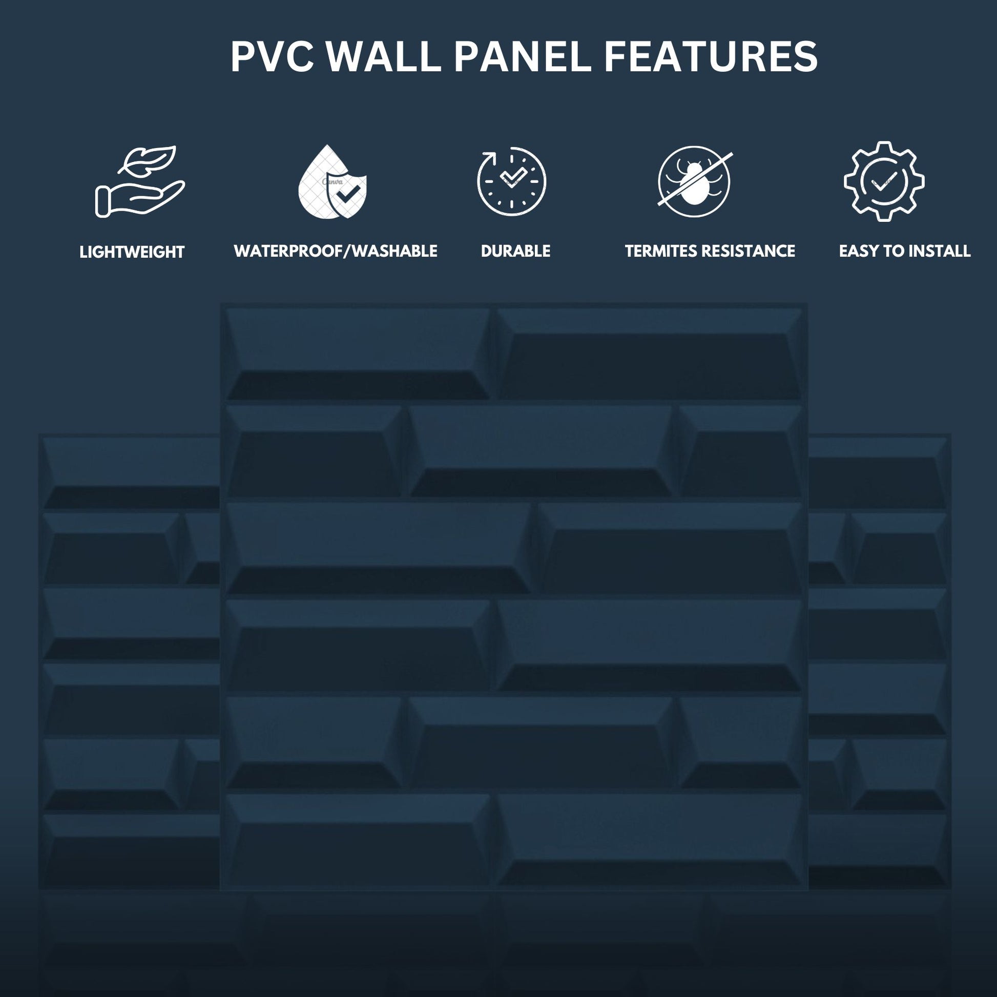 Navy Blue 3D Wall Panels Vault Design-4